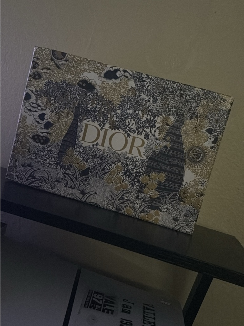 Dior Box with Navy, Gold and Cream Botanical Print